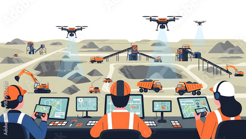 Digital Transformation in Mining Operators Overseeing Automated Quarry Operations with Drones and Modern Control Systems for Optimal Productivity