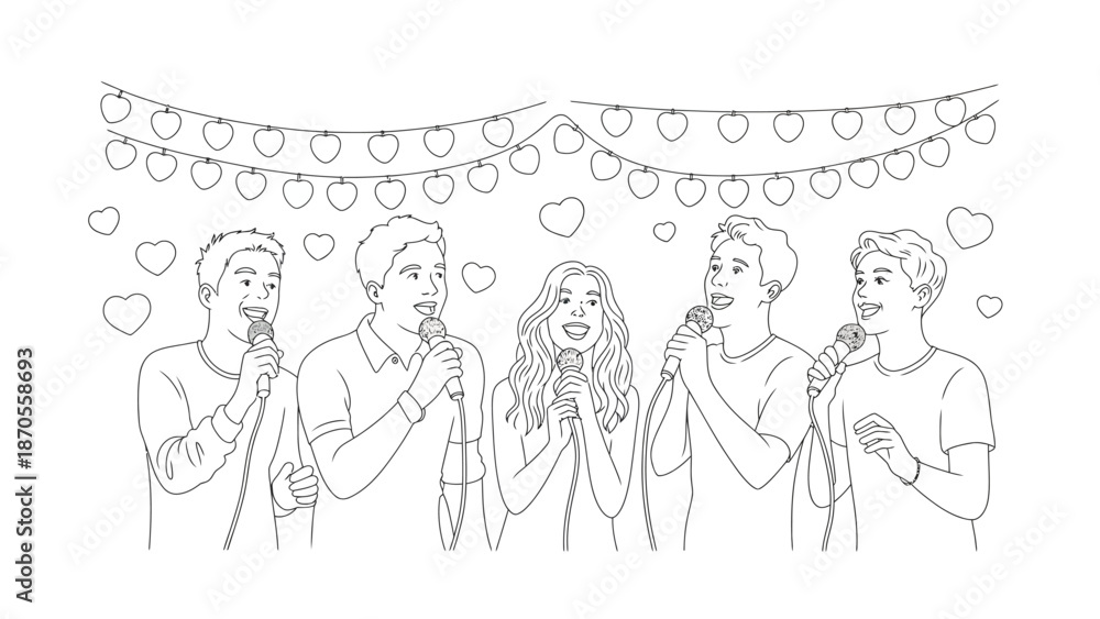 Fototapeta premium Harmony's Melody: A group of enthusiastic individuals, unified by their shared love for music, join together in a harmonious performance.