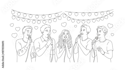 Harmony's Melody: A group of enthusiastic individuals, unified by their shared love for music, join together in a harmonious performance.