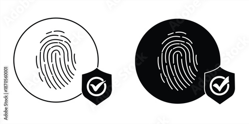 Fingerprint Security Verification icon. Solid glyph series icon