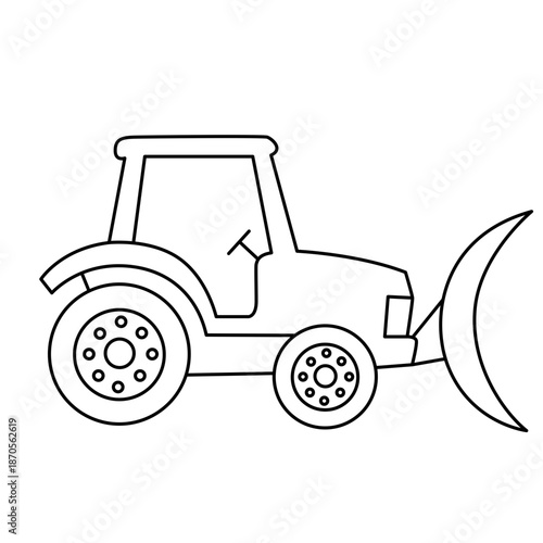 Dotted tractor with snowplow line art ideal for tracing sheets, planners, and early learning resources for young children.