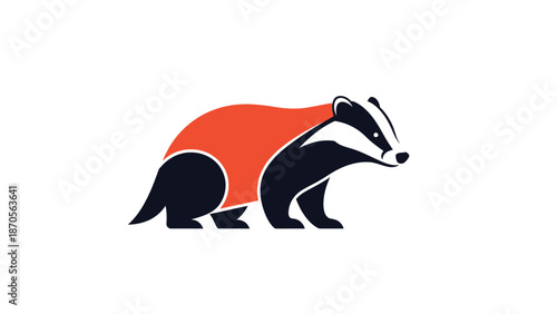 Badger superhero logo design with red cape, standing proudly, ready for action.