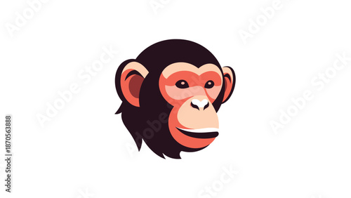 Charming chimpanzee head illustration, showcasing detailed features and expressive eyes, perfect for design.