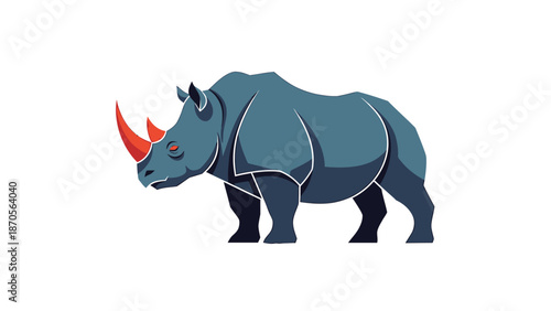 A majestic rhinoceros stands proudly, showcasing its impressive size and unique horn.