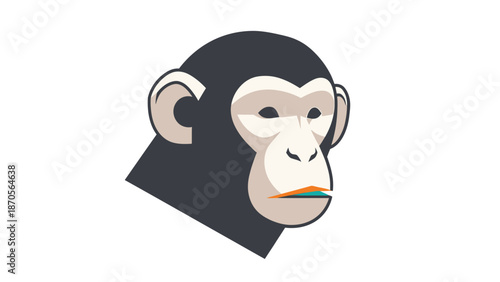 Chimpanzee portrait illustration, showcasing the primates expressive face and features.