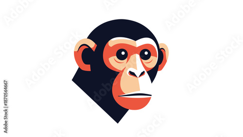 Chimpanzee portrait illustration, a detailed and colorful graphic design of a monkeys face.
