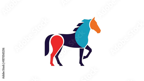 Colorful geometric horse illustration, a vibrant and artistic equine representation.