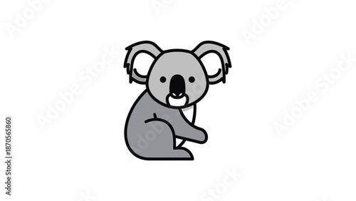 Adorable koala bear illustration sitting and looking towards the viewer with curiosity.