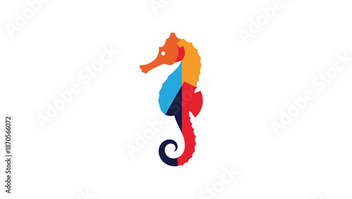 Colorful seahorse illustration on white background, vibrant sea creature design.
