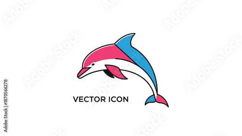 Colorful dolphin vector icon illustration, perfect for design and branding.
