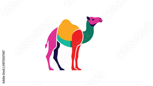 Colorful camel illustration showcasing vibrant hues and artistic design elements.