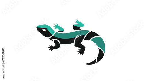 Stylized lizard illustration with a unique geometric design and vibrant colors, perfect for logos.