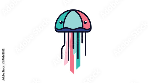 Colorful cartoon jellyfish illustration with a cute design and vibrant colors on white background.