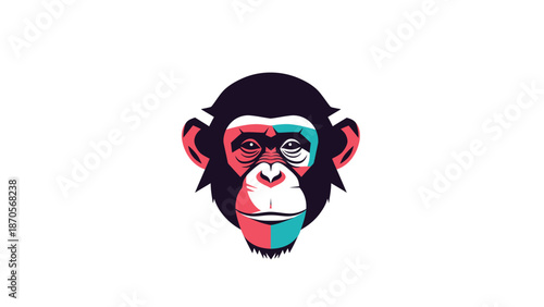 Colorful Chimpanzee Portrait - A Vibrant Pop Art Illustration.