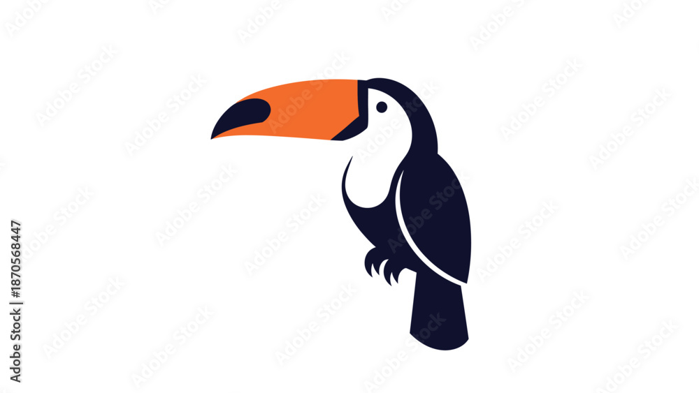 Obraz premium Colorful toucan bird perched elegantly against a pristine white backdrop, showcasing its vibrant plumage.