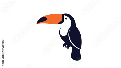 Colorful toucan bird perched elegantly against a pristine white backdrop, showcasing its vibrant plumage.