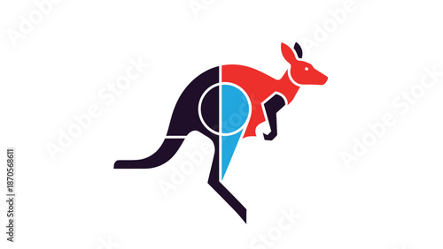 Colorful kangaroo logo design representing Australian wildlife and nature concept.