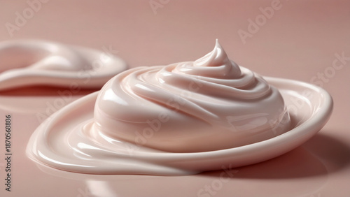 Creamy Pink Skincare Product Swirl on Pastel Background, Luxurious Cosmetic Lotion Texture for Beauty Branding and Dermatological Design