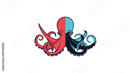 Vibrant octopus illustration showcasing contrasting colors and intricate details, artistic design.