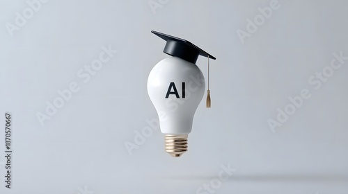 Lightbulb with Graduation Cap Symbolizing Education