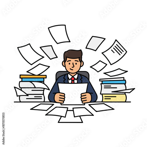 A businessman overwhelmed by paperwork