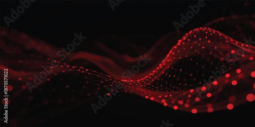Abstract glowing red and orange energy wave design illustration backdrop with blurred lines and curves