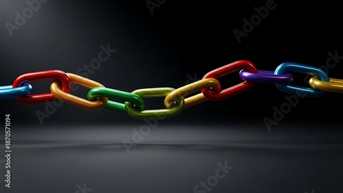 Colorful Chain Link on Dark Background.