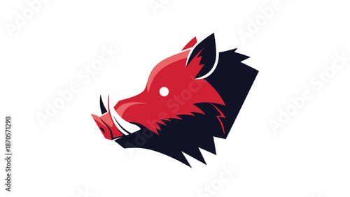 Vivid red boar head logo design, perfect for sports teams and branding.