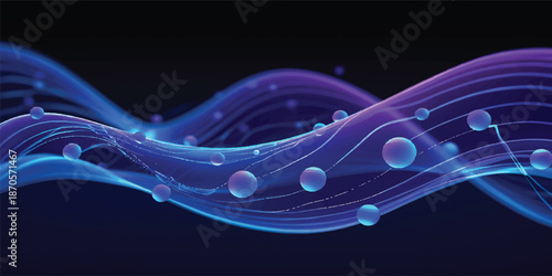 Abstract blue fractal background with glowing energy lines and a wave-like texture motion pattern