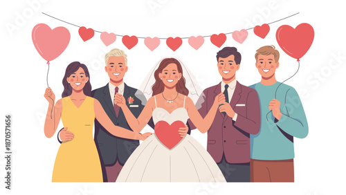 A Bond of Everlasting Love: A heart-warming scene, capturing the essence of a wedding, with bride surrounded by loved ones.