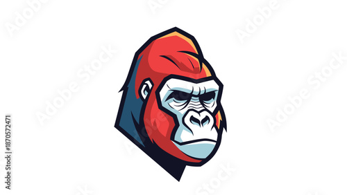 Vibrant Gorilla Head Illustration - A Bold and Striking Design.