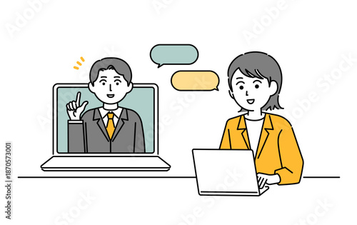 オンライン会議の社会人のイメージイラスト