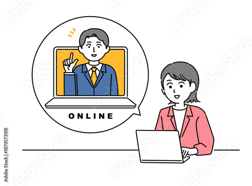 オンライン会議の社会人のイメージイラスト