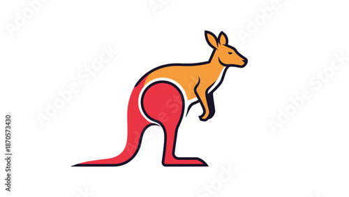 Vibrant illustration of a kangaroo in a dynamic pose, isolated on white background.