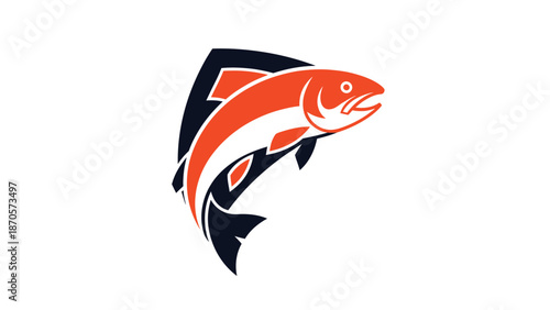 Vibrant illustration of a leaping salmon, showcasing its dynamic movement and design.