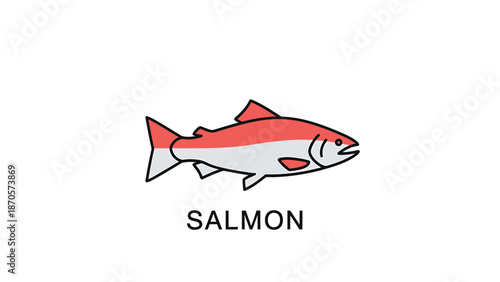 Vibrant illustration of a salmon fish, showcasing its distinctive features and colors.