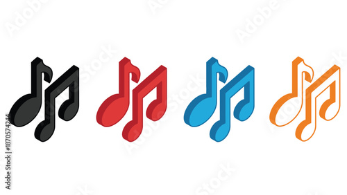 A colorful arrangement of musical notes on a white background