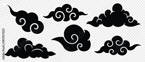 traditional cloud set chinese china japanese korean asian traditional illustrations calligraphy decorations element vector design for background