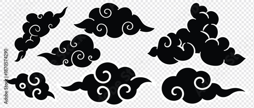 traditional cloud set chinese china japanese korean asian traditional illustrations calligraphy decorations element vector design for background
