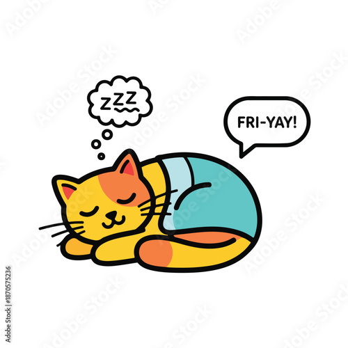 A cartoon cat sleeps peacefully