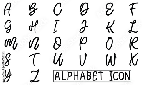 Alphabet Icon Vector Set Hand Drawn, English Alphabet, Vector Illustration In Handmade Doodle, Alphabet Font A To Z.