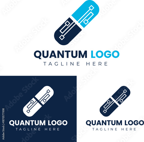 Quantum Technology Logo Design with Circuit Capsule Shape for Tech and Innovation Brand