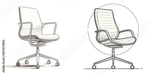 Vector single of office chair, clean line art vector illustration