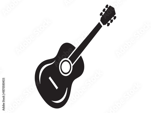 Elegant black silhouette of an acoustic guitar representing music and artistic expression