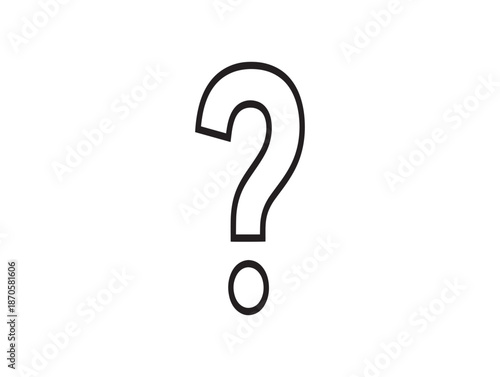 Hand drawn question mark illustration simple black and white sketch for conceptual designs and problem solving
