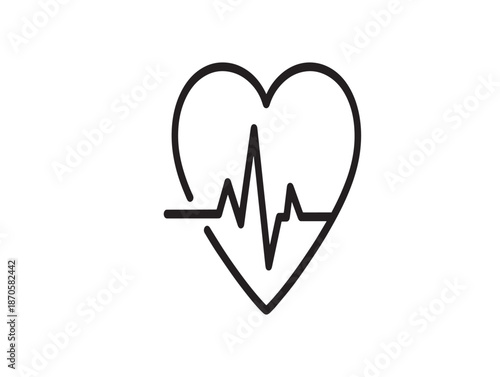 Hand drawn heartbeat within a heart shape representing life love and vital signs
