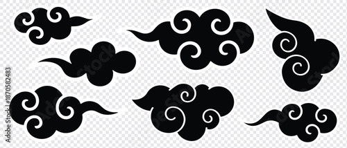 traditional cloud set chinese china japanese korean asian traditional illustrations calligraphy decorations element vector design for background