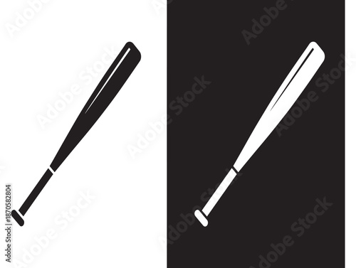 Contrasting baseball bat illustration depicting light and dark sides of the sport
