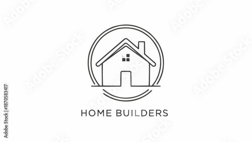 Simple Line Art Logo of a House for Home Builders.