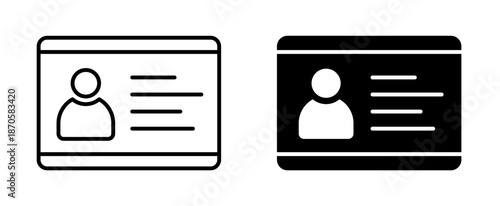 ID Card icon. Driver's license identification symbol